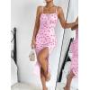 imageFloerns Womens Summer Split Thigh Spaghetti Strap Cami Midi Floral DressPale Pink