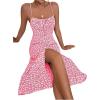 imageFloerns Womens Summer Split Thigh Spaghetti Strap Cami Midi Floral DressPastel Pink
