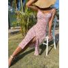 imageFloerns Womens Summer Split Thigh Spaghetti Strap Cami Midi Floral DressPink Floral