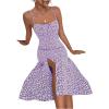 imageFloerns Womens Summer Split Thigh Spaghetti Strap Cami Midi Floral DressPurple and White
