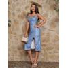 imageFloerns Womens Summer Split Thigh Spaghetti Strap Cami Midi Floral DressSky Blue