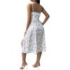 imageFloerns Womens Summer Split Thigh Spaghetti Strap Cami Midi Floral DressWhite Blue Floral