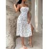 imageFloerns Womens Summer Split Thigh Spaghetti Strap Cami Midi Floral DressWhite Blue Floral