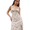 imageFloerns Womens Summer Split Thigh Spaghetti Strap Cami Midi Floral DressWhite Flower