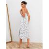 imageFloerns Womens Summer Split Thigh Spaghetti Strap Cami Midi Floral DressWhite Purple