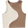 imageFloerns Womens Color Block Sleeveless Ribbed Knit Casual Crop Tank TopBrown
