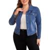 imageFloerns Womens Plus Size Ripped Distressed Long Sleeve Denim JacketMedium Wash