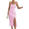 imageFloerns Womens Summer Split Thigh Spaghetti Strap Cami Midi Floral DressPale Pink