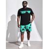 imageFloerns Mens 2 Piece Boho Outfit Tree Print Tee Shirt with Beach Shorts SetMint Blue