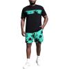 imageFloerns Mens 2 Piece Boho Outfit Tree Print Tee Shirt with Beach Shorts SetMint Blue