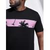 imageFloerns Mens 2 Piece Boho Outfit Tree Print Tee Shirt with Beach Shorts SetPink