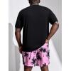 imageFloerns Mens 2 Piece Boho Outfit Tree Print Tee Shirt with Beach Shorts SetPink
