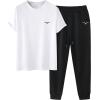 imageFloerns Mens 2 Piece Outfit Letter Print Tee Shirt Drawstring Waist Pants SetBlack Bird