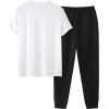 imageFloerns Mens 2 Piece Outfit Letter Print Tee Shirt Drawstring Waist Pants SetBlack Bird