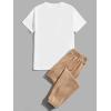 imageFloerns Mens 2 Piece Outfit Letter Print Tee Shirt Drawstring Waist Pants SetKhaki