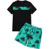 imageFloerns Mens Shirt and Shorts 2 Piece Sets Graphic Print Beach OutfitsMint Green
