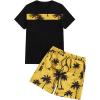 imageFloerns Mens Shirt and Shorts 2 Piece Sets Graphic Print Beach OutfitsYellow