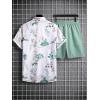 imageFloerns Mens Two Piece Outfit Short Sleeve Button Down Shirt and Shorts SetWhite