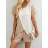 imageFloerns Womens 2 Piece Colorblock Wrap Short Sleeve Blouse and Mini Shorts SetApricot
