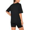 imageFloerns Womens 2 Piece Outfit Letter Graphic Print T Shirt and Leggings Shorts SetBlack
