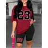 imageFloerns Womens 2 Piece Outfit Letter Graphic Print T Shirt and Leggings Shorts SetBurgundy