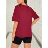 imageFloerns Womens 2 Piece Outfit Letter Graphic Print T Shirt and Leggings Shorts SetBurgundy