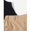 imageFloerns Womens 2 Piece Outfit Sleeveless Rib Knit Halter Top and Shorts SetKhaki