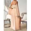 imageFloerns Womens 2 Piece Outfit Solid Off Shoulder Crop Top and Split Thigh Skirt SetApricot