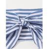 imageFloerns Womens 2 Piece Outfit Striped Print Tie Front Tube Top with Shorts SetBlue and White
