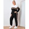 imageFloerns Womens 2 Piece Outfits Leopard Long Sleeve Sweatshirt and Pants SetBlack Leopard