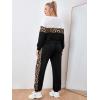 imageFloerns Womens 2 Piece Outfits Leopard Long Sleeve Sweatshirt and Pants SetBlack Leopard
