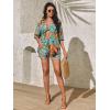 imageFloerns Womens 3 Piece Outfit Kimono Cardigan Crop Cami Top with Shorts Set Blue Tropical M