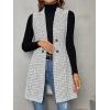 imageFloerns Womens Plaid Print Button Front Sleeveless Lapel Collar Blazer JacketA White