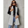 imageFloerns Womens Plaid Print Button Front Sleeveless Lapel Collar Blazer JacketA White