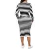 imageFloerns Womens Plus Size 2 Piece Outfit Long Sleeve Tee Top with Skirts SetBlack and White