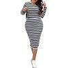 imageFloerns Womens Plus Size 2 Piece Outfit Long Sleeve Tee Top with Skirts SetBlack and White