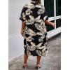 imageFloerns Womens Plus Size 2 Piece Outfit Tropical Print Kimono and Shorts SetBlack