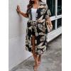 imageFloerns Womens Plus Size 2 Piece Outfit Tropical Print Kimono and Shorts SetBlack