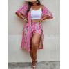 imageFloerns Womens Plus Size All Over Print Open Front Kimono with Shorts SetPink