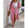 imageFloerns Womens Plus Size All Over Print Open Front Kimono with Shorts SetPink