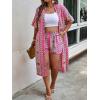 imageFloerns Womens Plus Size All Over Print Open Front Kimono with Shorts SetPink