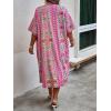 imageFloerns Womens Plus Size All Over Print Open Front Kimono with Shorts SetPink