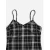 imageFloerns Womens Plus Size Plaid Cami Dress with Long Sleeve Tops Two Piece OutfitBlack and White