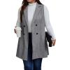 imageFloerns Womens Plus Size Sleeveless Lapel Neck Double Breasted Office Vest BlazerGrey