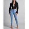 imageFloerns Womens Single Breasted Cropped Top Collared Long Sleeve Blazer JacketBlack