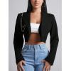 imageFloerns Womens Single Breasted Cropped Top Collared Long Sleeve Blazer JacketBlack