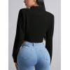imageFloerns Womens Single Breasted Cropped Top Collared Long Sleeve Blazer JacketBlack