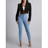 imageFloerns Womens Single Breasted Cropped Top Collared Long Sleeve Blazer JacketBlack