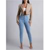 imageFloerns Womens Single Breasted Cropped Top Collared Long Sleeve Blazer JacketKhaki