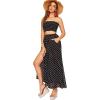 imageFloerns Womens Summer Printed 2 Piece Outfit Crop Tube Tops and Split Long Skirt Set Black New S